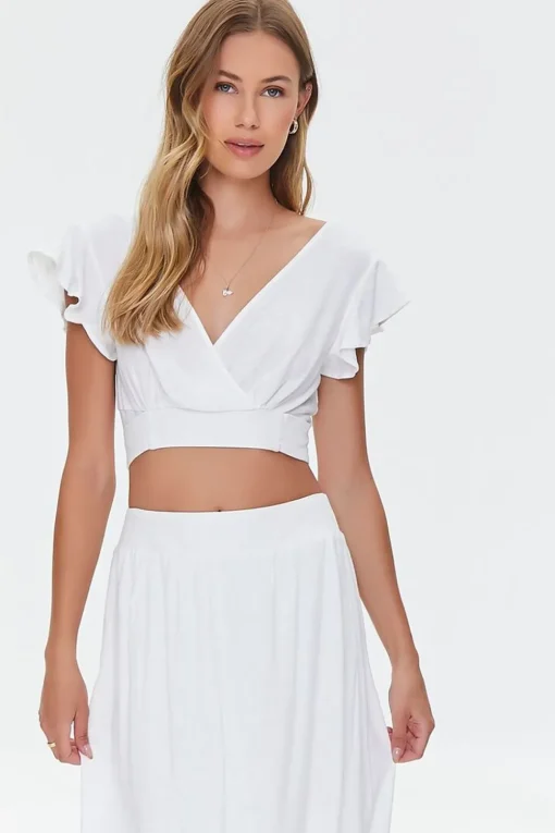 Surplice Crop Top & Skirt Set