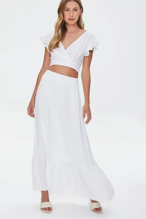 Surplice Crop Top & Skirt Set