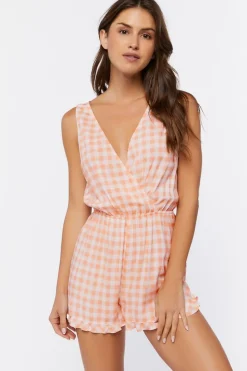 Surplice Gingham Romper