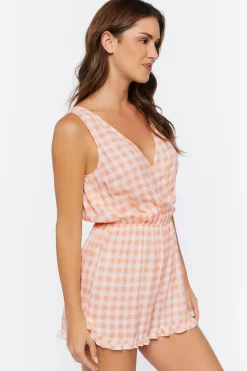 Surplice Gingham Romper