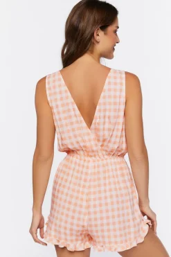 Surplice Gingham Romper