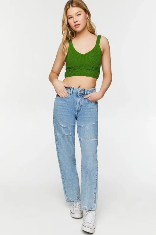 Sweater-Knit Cropped Tank Top