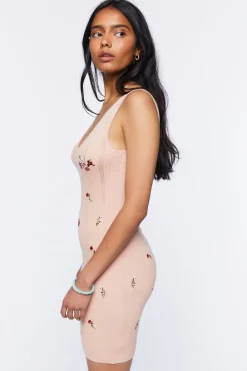 Sweater-Knit Embroidered Mini Dress