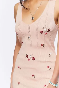 Sweater-Knit Embroidered Mini Dress