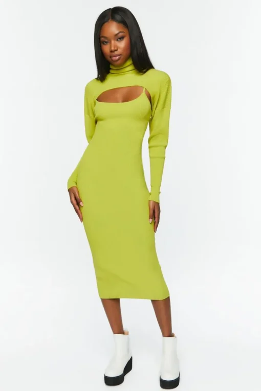 Sweater-Knit Midi Dress & Bolero Set