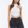 Sweater-Knit Mock Neck Crop Top