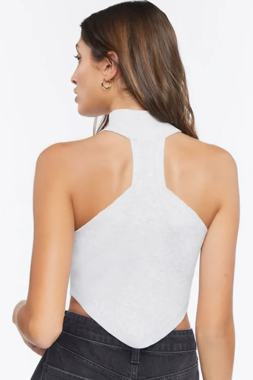 Sweater-Knit Mock Neck Crop Top