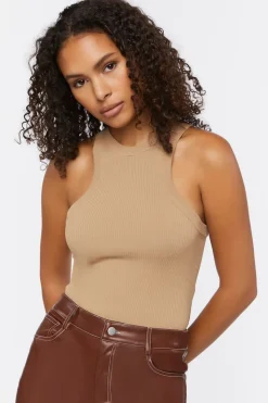 Sweater-Knit Racerback Bodysuit