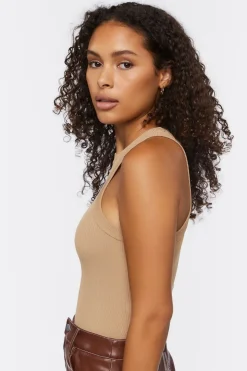 Sweater-Knit Racerback Bodysuit
