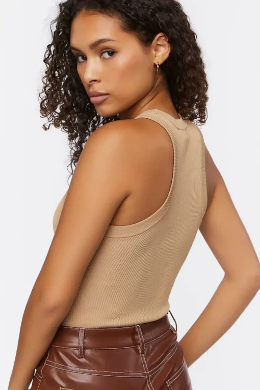 Sweater-Knit Racerback Bodysuit