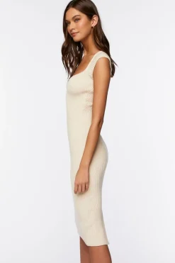 Sweater-Knit Ribbed Midi Dress