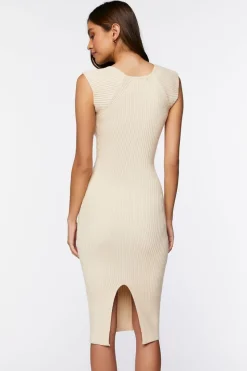 Sweater-Knit Ribbed Midi Dress