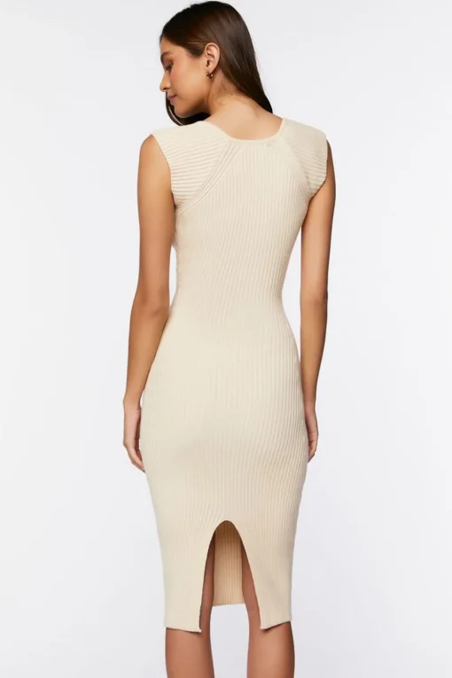Sweater-Knit Ribbed Midi Dress