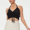 Sweater-Knit Ruched Crop Top