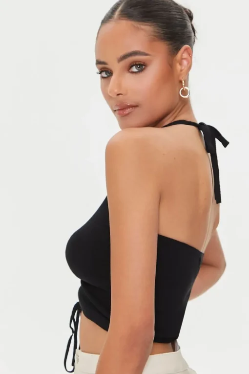 Sweater-Knit Ruched Crop Top