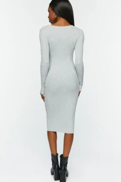 Sweater-Knit V-Neck Midi Dress