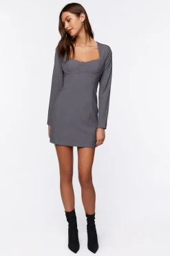 Sweetheart Long-Sleeve Mini Dress