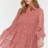 Swiss Dot Tiered Shirt Dress
