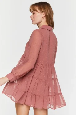 Swiss Dot Tiered Shirt Dress