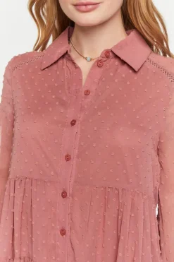 Swiss Dot Tiered Shirt Dress