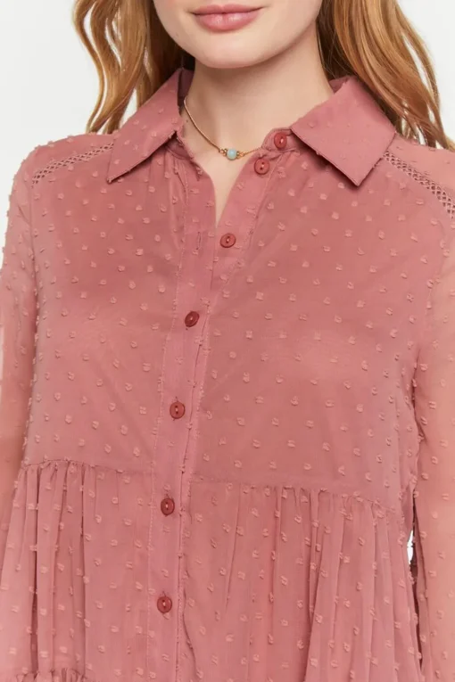 Swiss Dot Tiered Shirt Dress