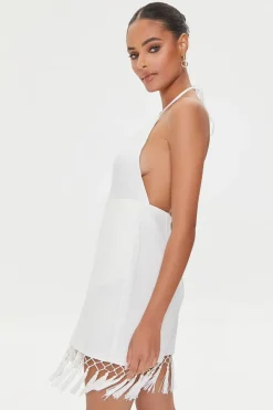 Tassel-Trim Halter Mini Dress