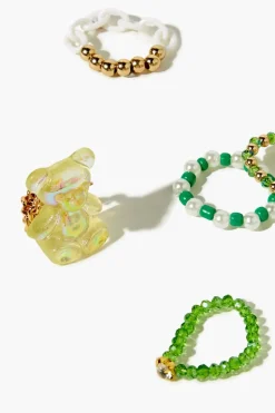 Teddy Bear Beaded Ring Set
