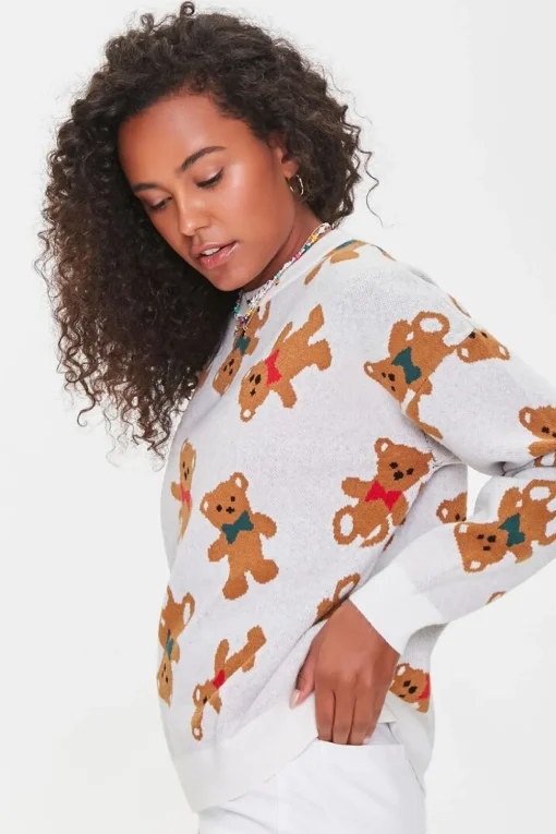 Teddy Bear Print Sweater
