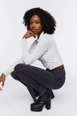 Textured Cropped Shirt