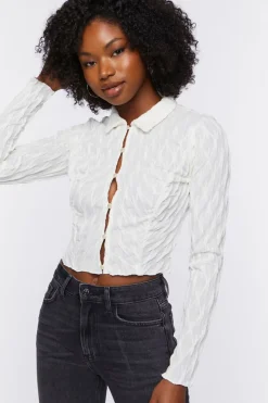 Textured Cropped Shirt