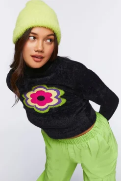 Textured Flower Graphic Sweater