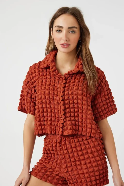Textured Mid-Rise Shorts