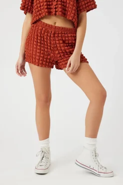 Textured Mid-Rise Shorts