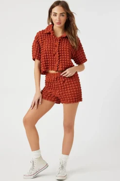 Textured Mid-Rise Shorts
