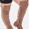 Thigh-High Faux Suede Boots (Wide)