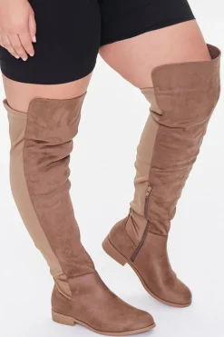 Thigh-High Faux Suede Boots (Wide)