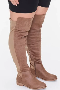 Thigh-High Faux Suede Boots (Wide)