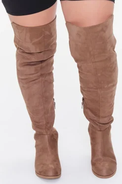 Thigh-High Faux Suede Boots (Wide)