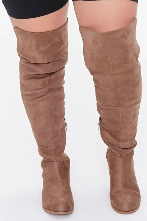 Thigh-High Faux Suede Boots (Wide)