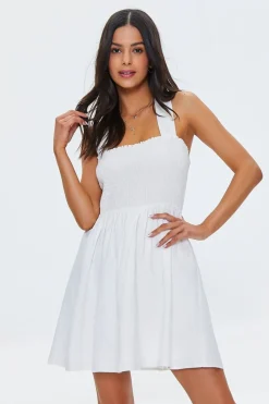 Tie-Back Smocked Mini Dress