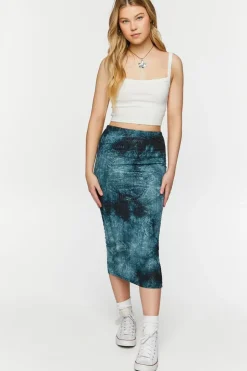 Tie-Dye Bodycon Midi Skirt