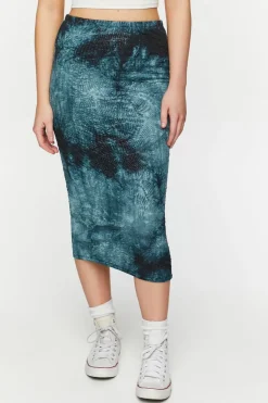 Tie-Dye Bodycon Midi Skirt
