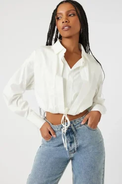 Tie-Front Cropped Shirt
