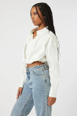 Tie-Front Cropped Shirt