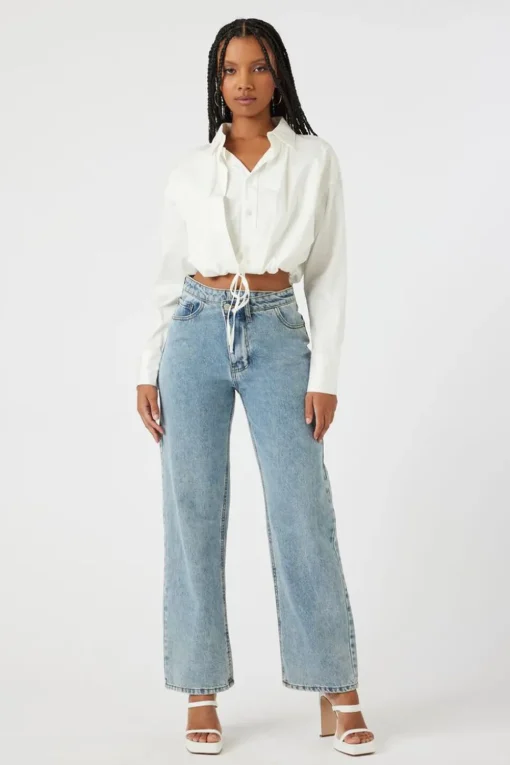 Tie-Front Cropped Shirt