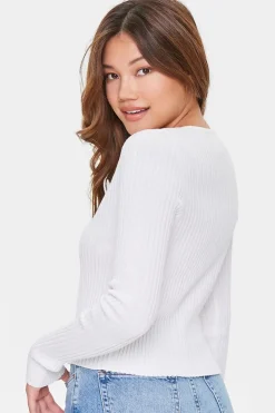 Tie-Front Sweater-Knit Top
