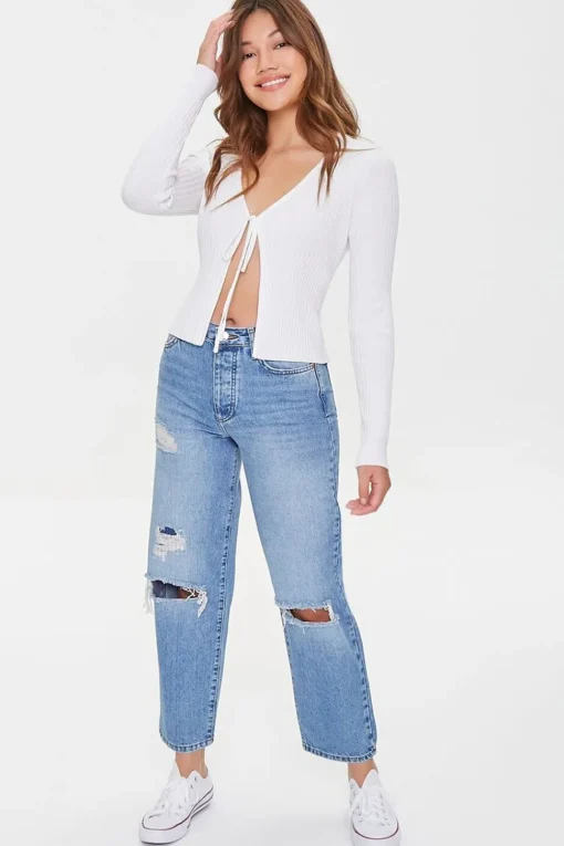 Tie-Front Sweater-Knit Top