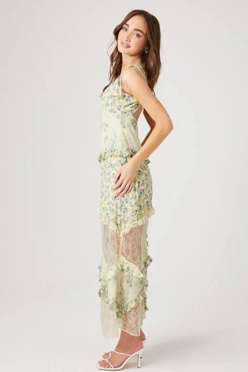 Tiered Floral Patchwork Maxi Dress