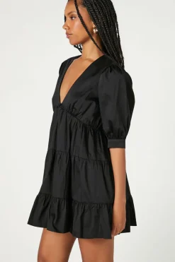 Tiered Plunging Mini Dress