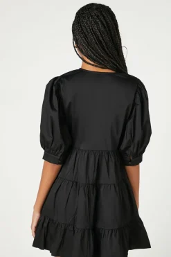Tiered Plunging Mini Dress